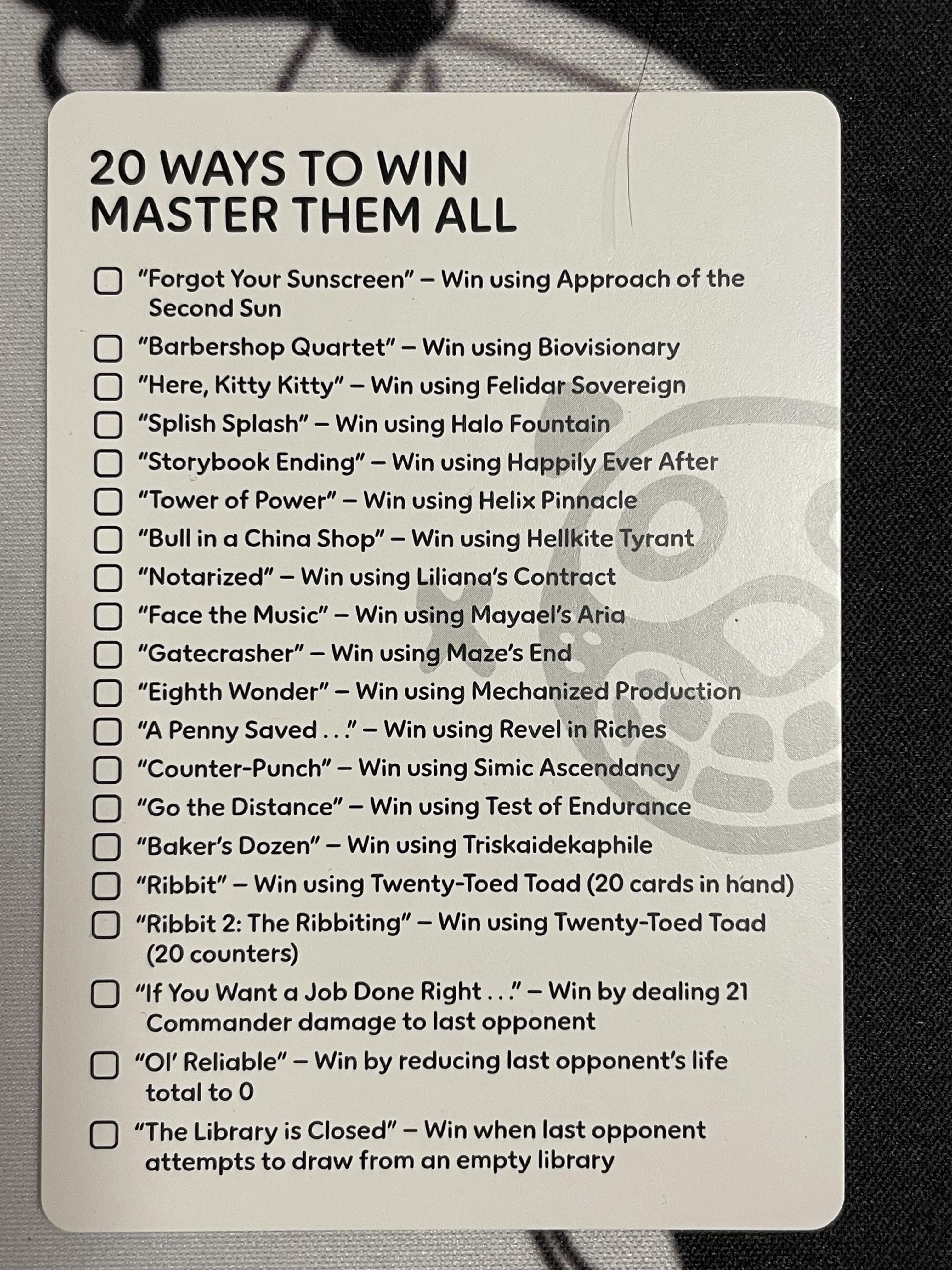 The 20 ways to Win. : r/mtg