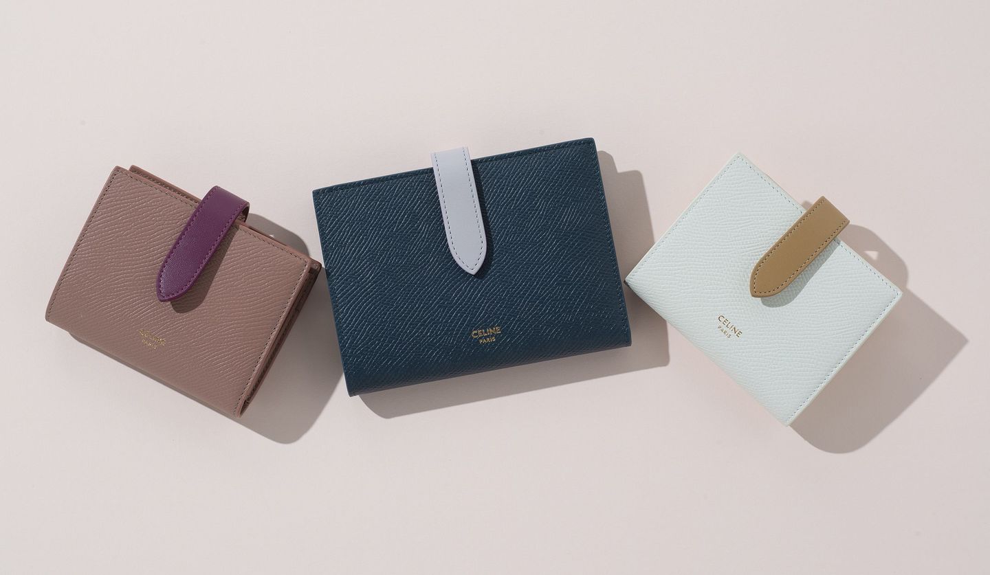 セリーヌ スモール ストラップウォレット グレー ピンク 【公式通販】