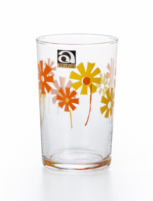 1970年代の昭和レトロなグラスを復刻販売 黄とオレンジの花柄が