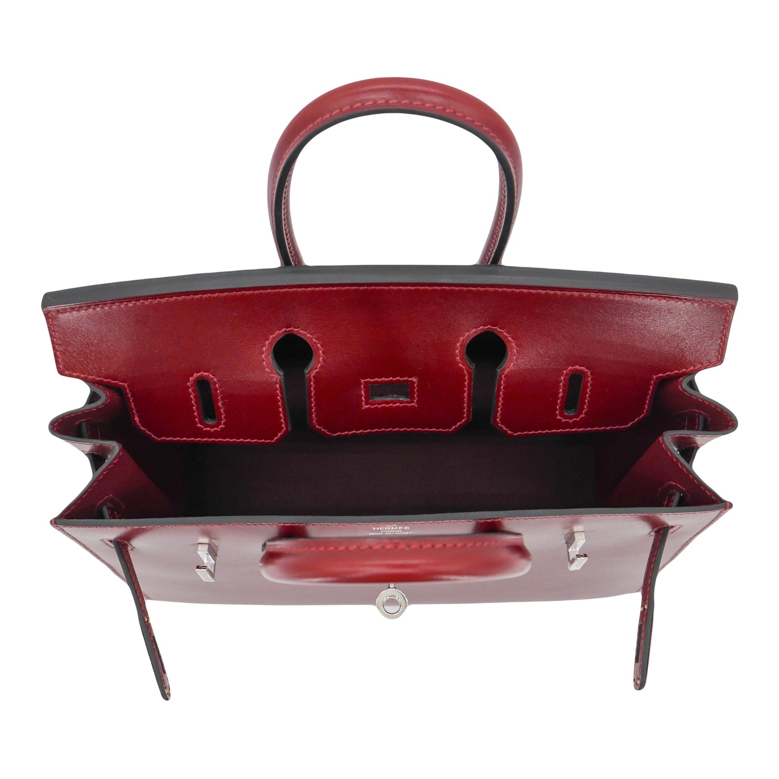 Hermès 25cm Birkin Sellier Rouge H Box Calf Leather Palladium