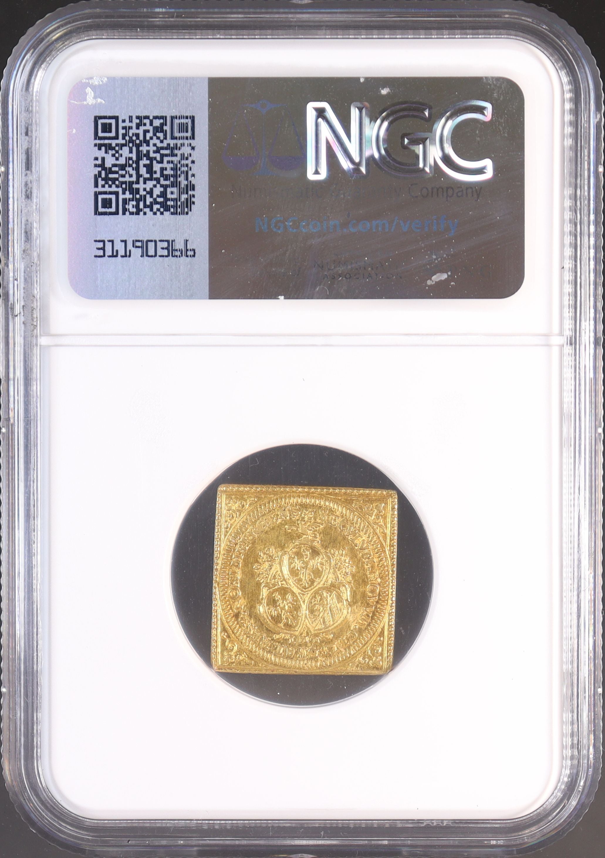 1700年 DATED ドイツ ニュルンベルク クリッペ（四角） 1ダカット金貨