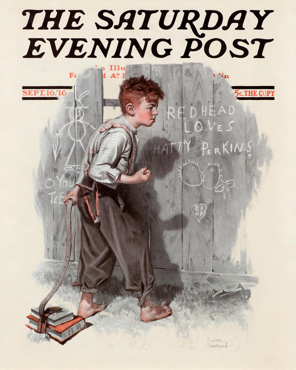 Redhead Loves Hatty, 1916 by Norman Rockwell - Paper Print