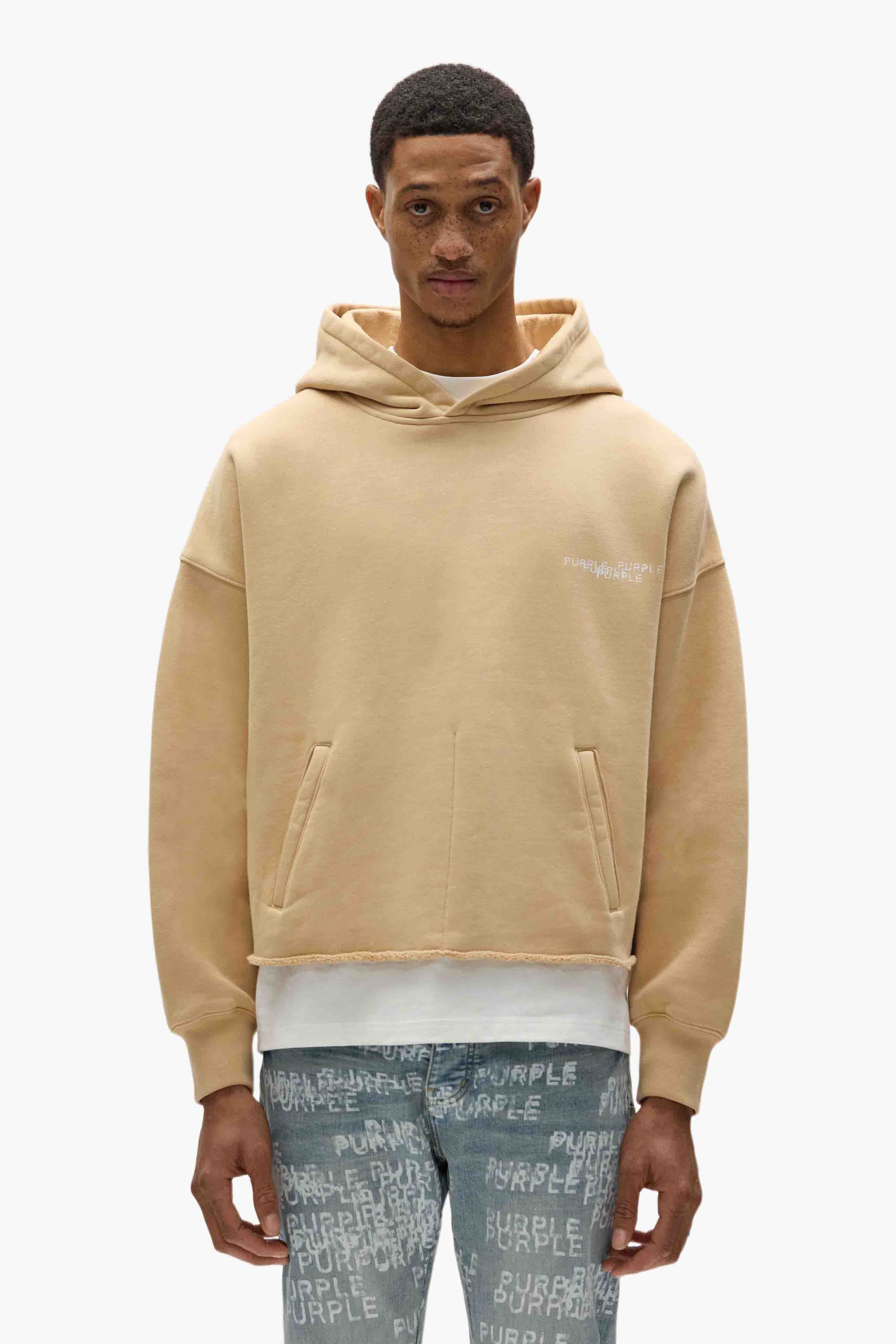 Newsprint Cropped Hoodie – PURPLE BRAND