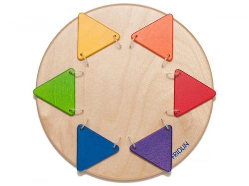 木のおもちゃ カルテット / 壁掛けおもちゃ 円盤三角遊び|フリードリン
