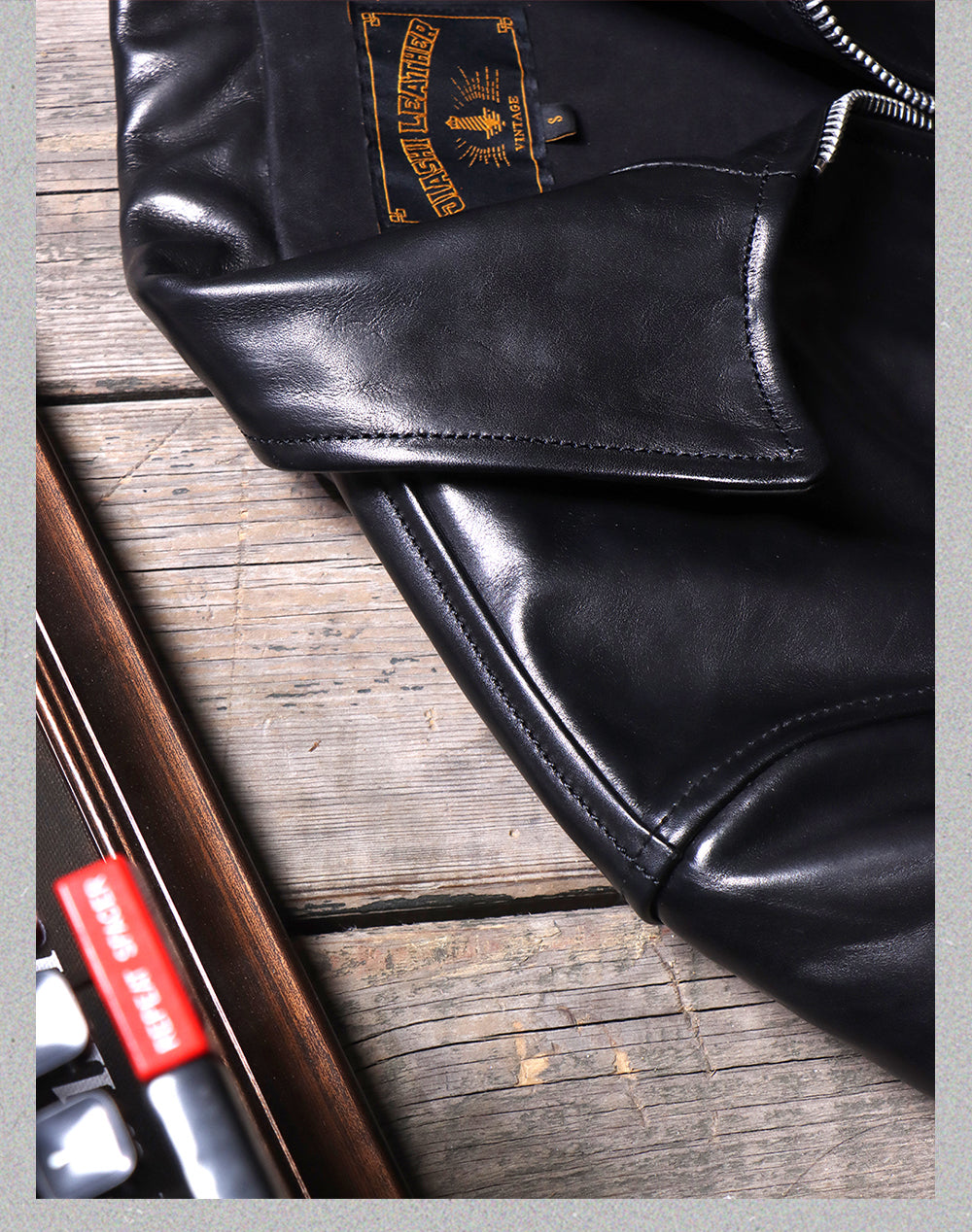 1.4mm植物タンニン鞣しホースハイドレザー シングルライダース