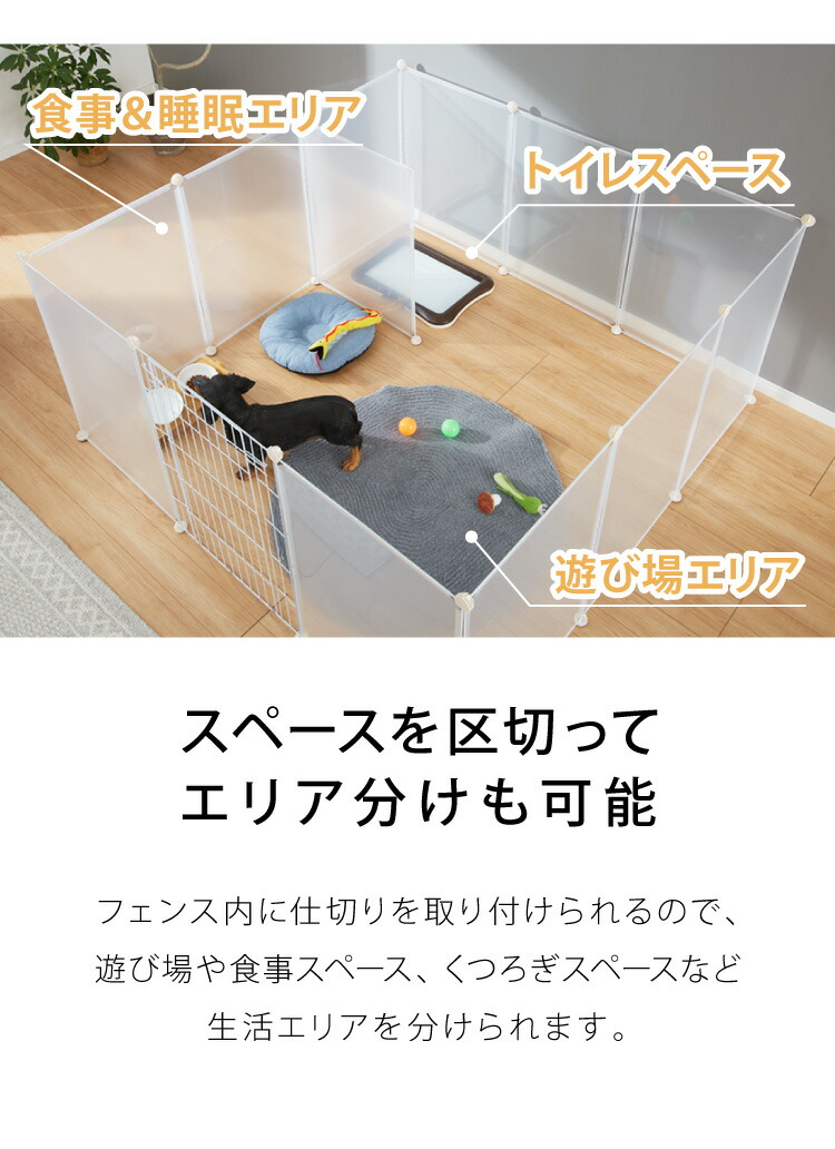 PETTENA Select ペットサークル 透明アクリル製工具不要滑り止め付き