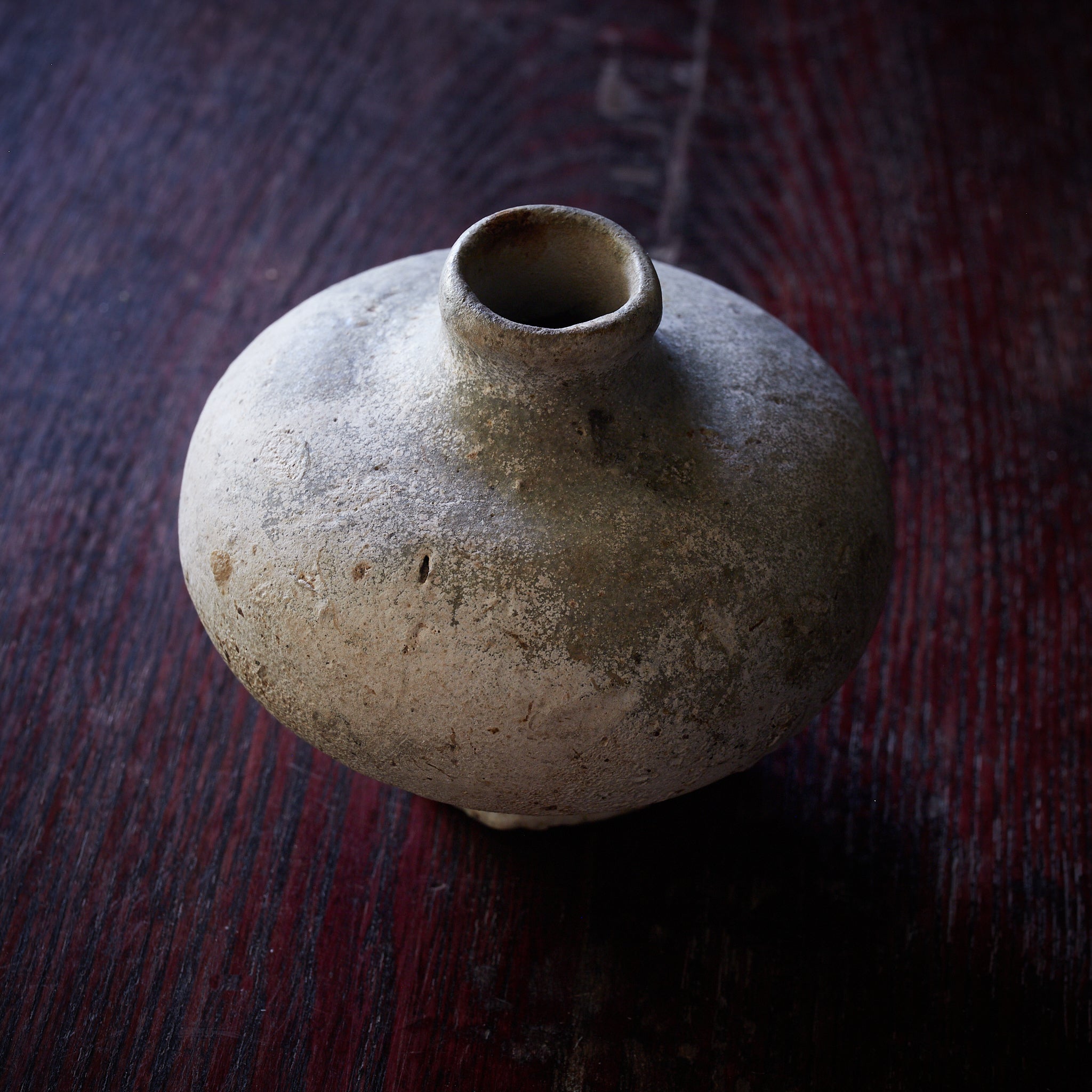 灰釉双耳小瓶 タイ スンコロク 骨董 R1395ダM 灰釉双耳小瓶