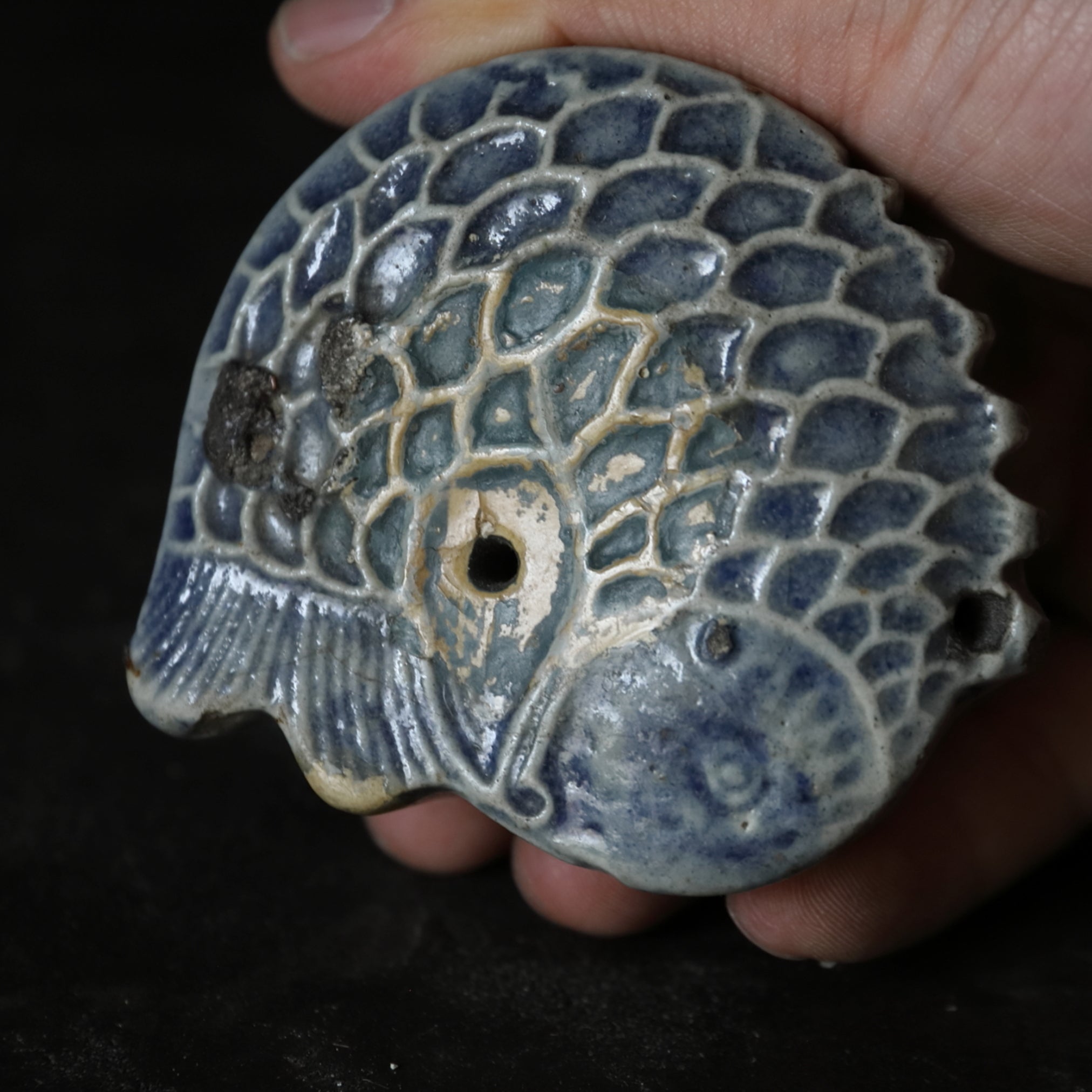 骨董 アンティーク 瑠璃 瓜型 水滴 水注 急須 古伊万里 李朝 骨董