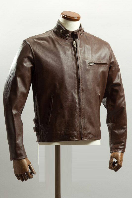 シングルライダースジャケット ブラウン カウレザー、ライダース