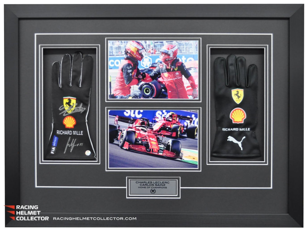 Charles Leclerc + Carlos Sainz Dual Signed Black Gloves Replica