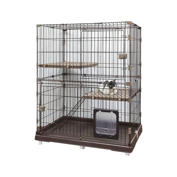 RAKU 猫ケージ 大型 キャットケージ ワイド扉 多頭飼い 脱走防止 組立