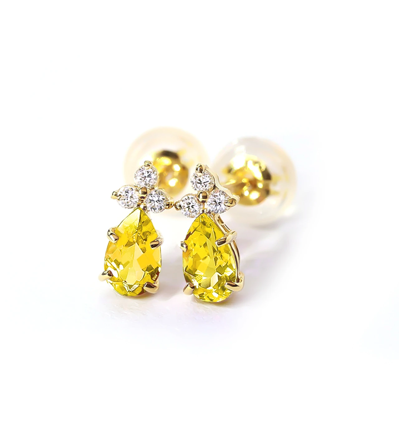 K18 イエローサファイア＆ダイヤモンドのポストピアス ~Ello Lilas~ 9