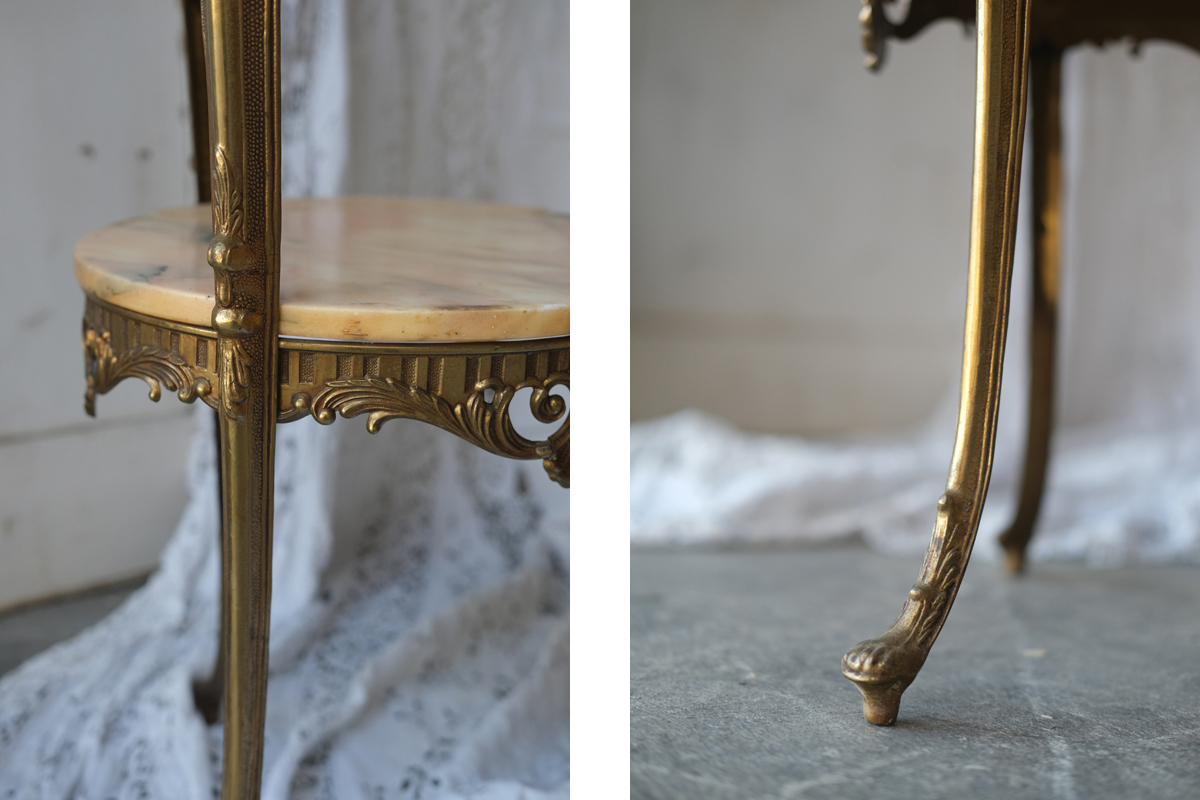 E193 フランス Brocante ロココ調サイドテーブル 花台