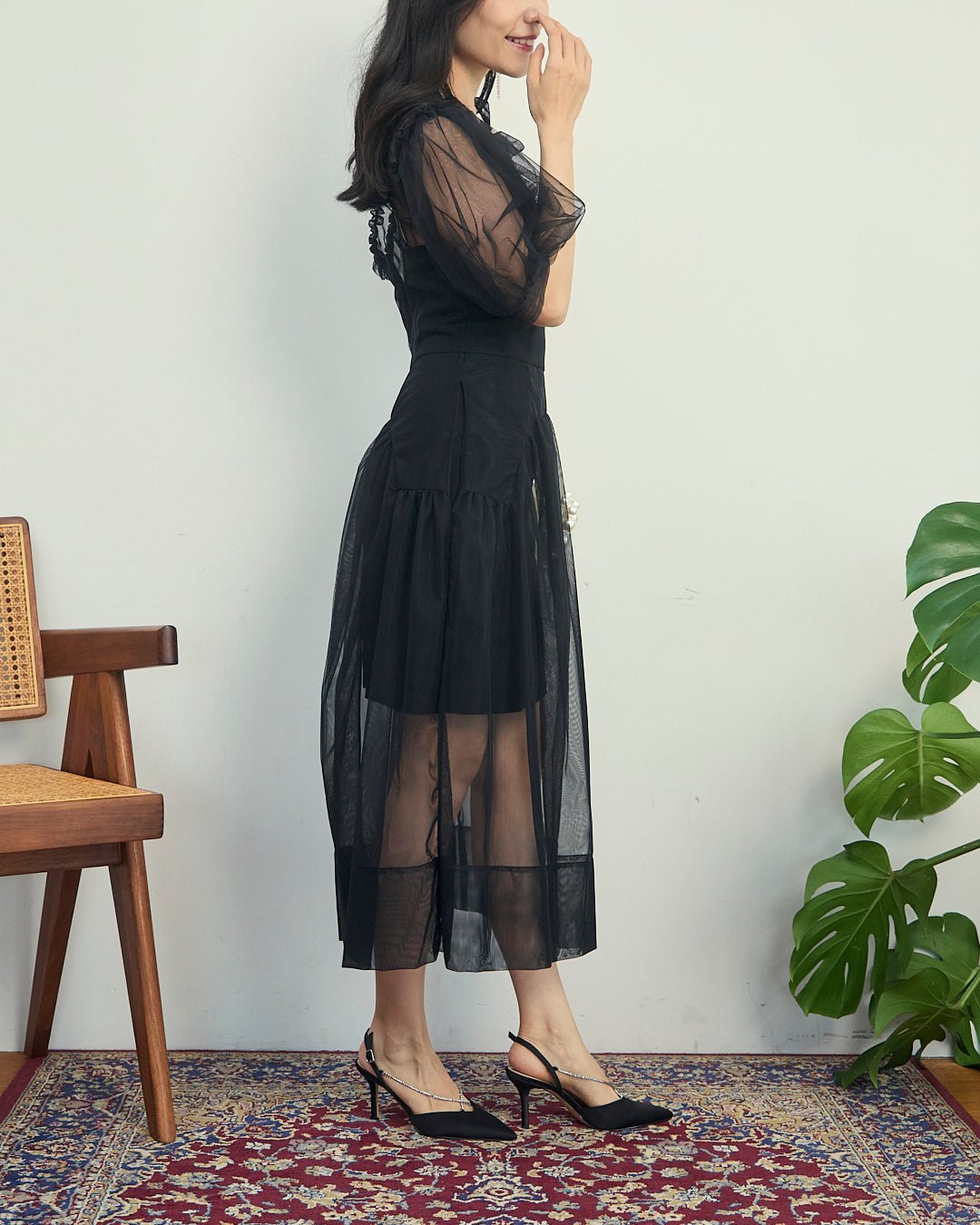 Simone Rocha ブラックレースノースリーブドレス Simone Rocha