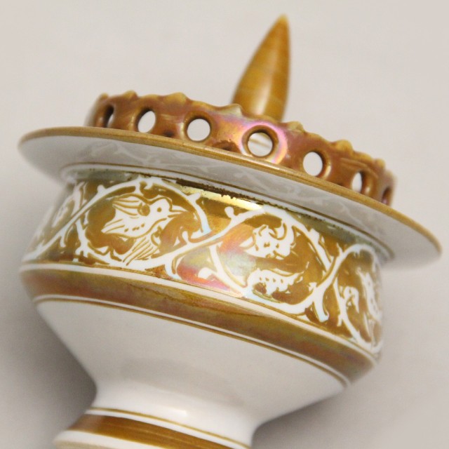 加藤 卓男 「ラスター彩水禽文透彫香炉」 | 京都祇園の古美術、古陶磁