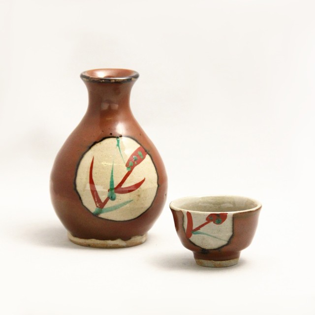 陶芸家 濱田庄司 ？ 赤絵 柿釉 鉄釉 杯 ぐい呑 酒器 箱なし 民藝 民芸