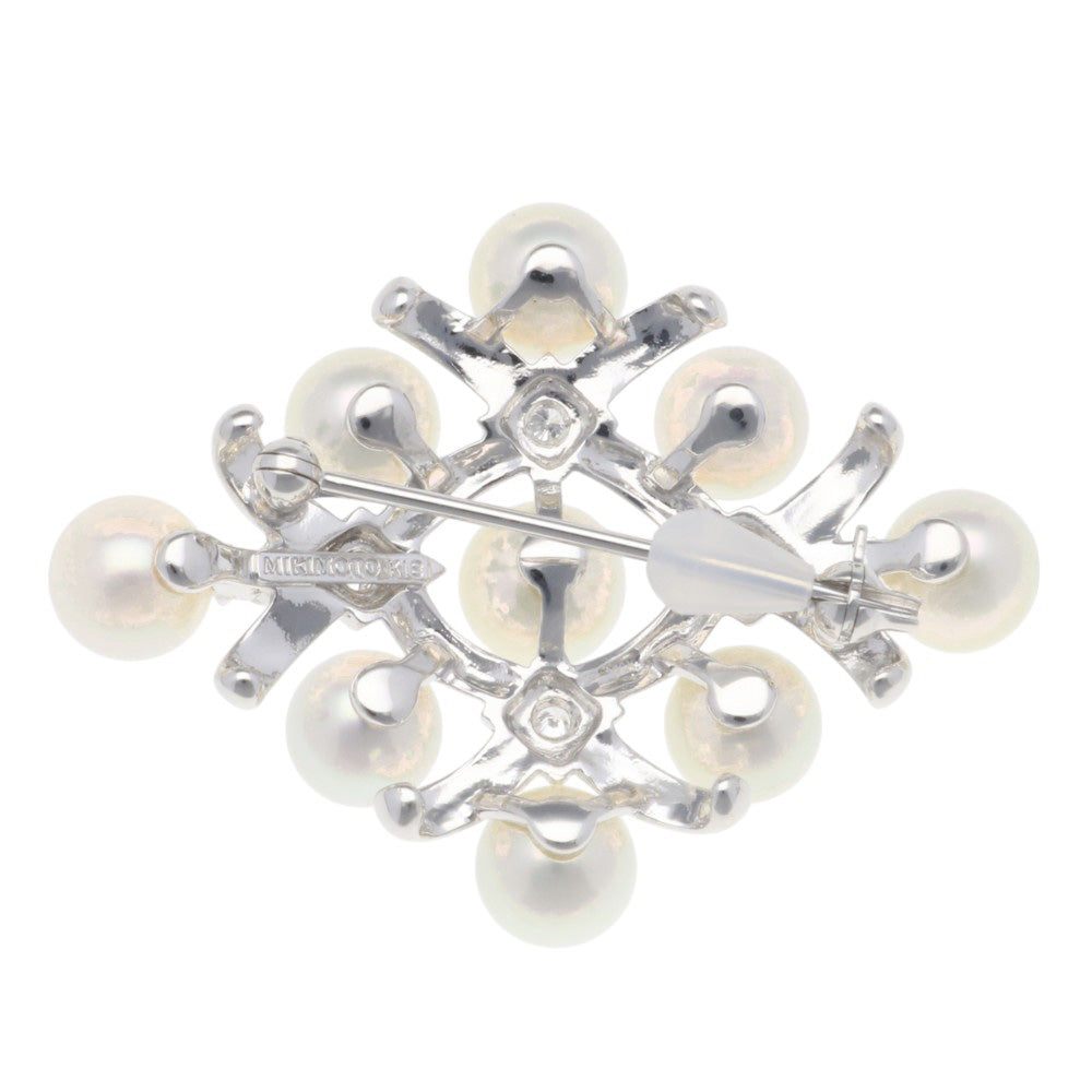 ○✨美品✨ミキモト アコヤ真珠三日月ブローチk18 MIKIMOTO（ミキモト