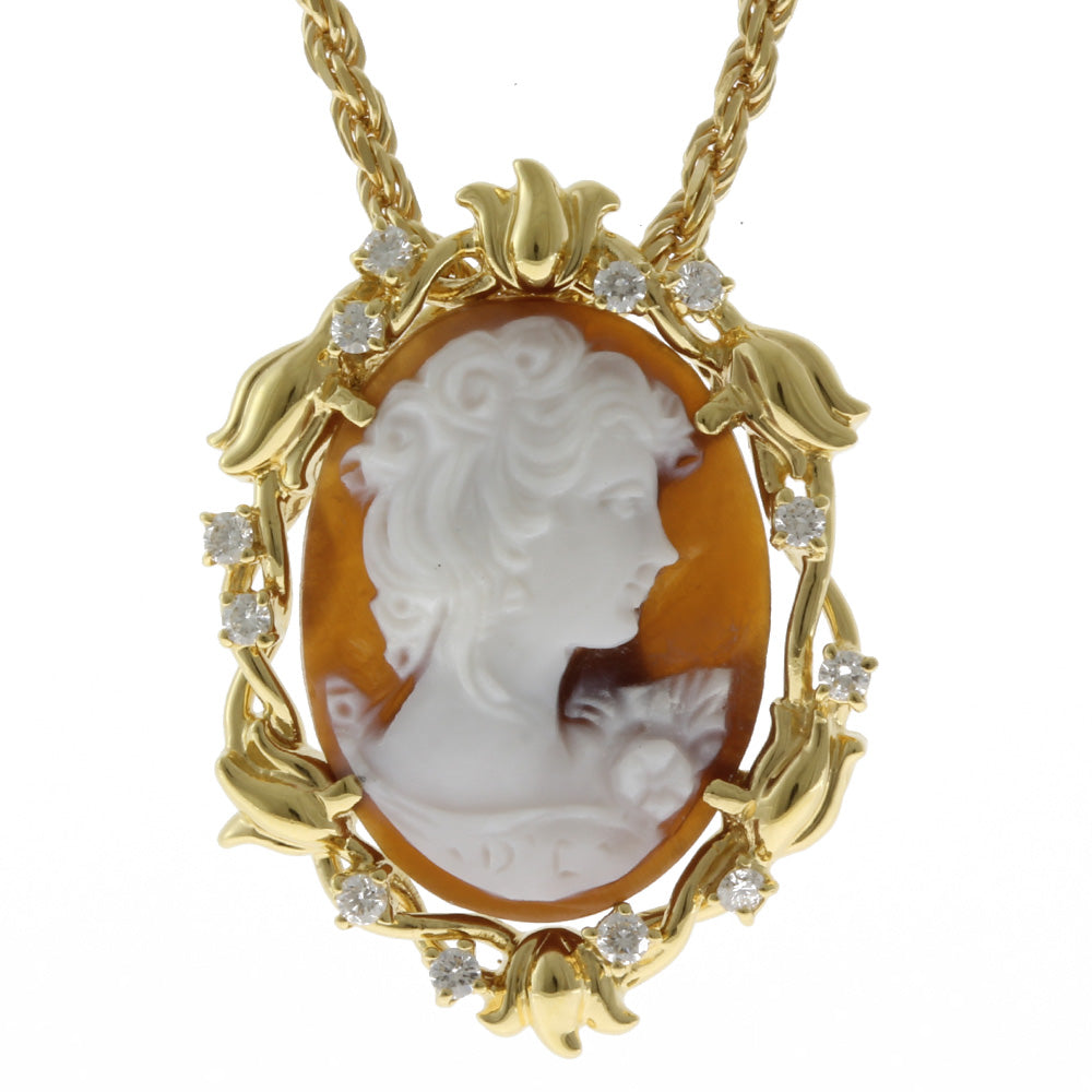 Queen クィーン カメオ ネックレス 18金 K18イエローゴールド