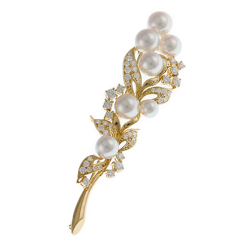 MIKIMOTO ミキモト K14 パール ブローチ サークル イエローゴールド