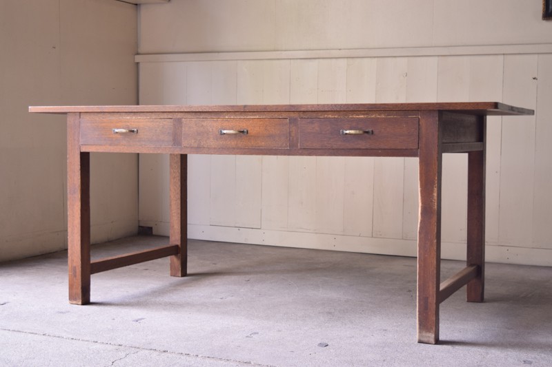 アンティーク 特大 引き出し付 木味の作業台テーブル | REFACTORY antiques