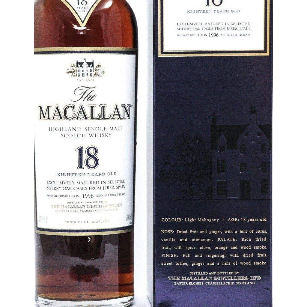 Macallan 18 Year Old 1996 Whisky - 70cl 43% – The Really Good