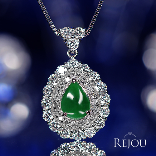 翡翠(ヒスイ) 0.7ct ダイヤモンド 1.0ct プラチナ ネックレス【品質