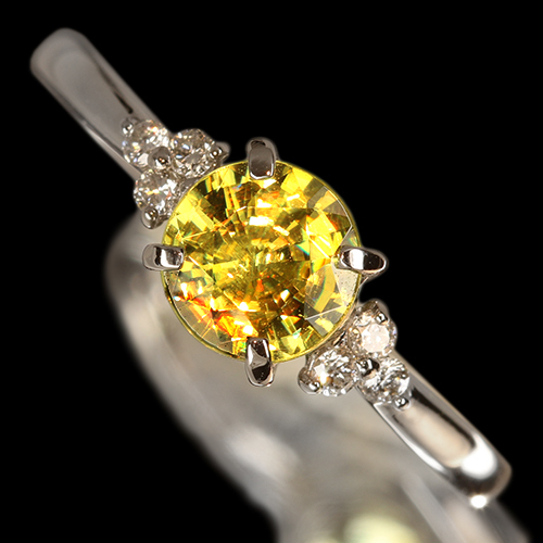 スフェーン 約1ct ダイヤモンド プラチナ リング(指輪)【品質保証書