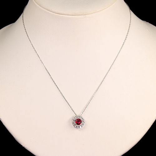 レッドスピネル 0.8ct ダイヤモンド 0.5ct プラチナ ネックレス【品質
