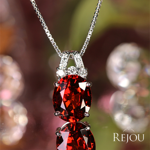 ガーネット 3.5ct ダイヤモンド プラチナ ネックレス【品質保証書/NGL