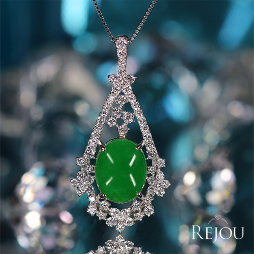 翡翠（ヒスイ） 5.4ct ダイヤモンド 0.9ct プラチナ ネックレス【品質