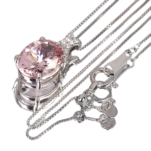 モルガナイト 2ct ダイヤモンド プラチナ ネックレス【品質保証書/宝石