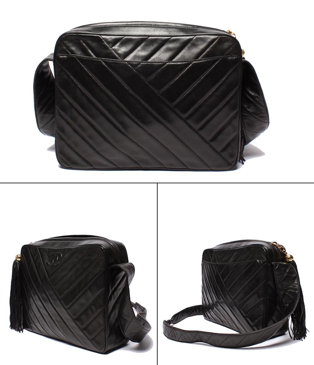 CHANEL ショルダーバッグ バイアスステッチ Vステッチ フリンジ