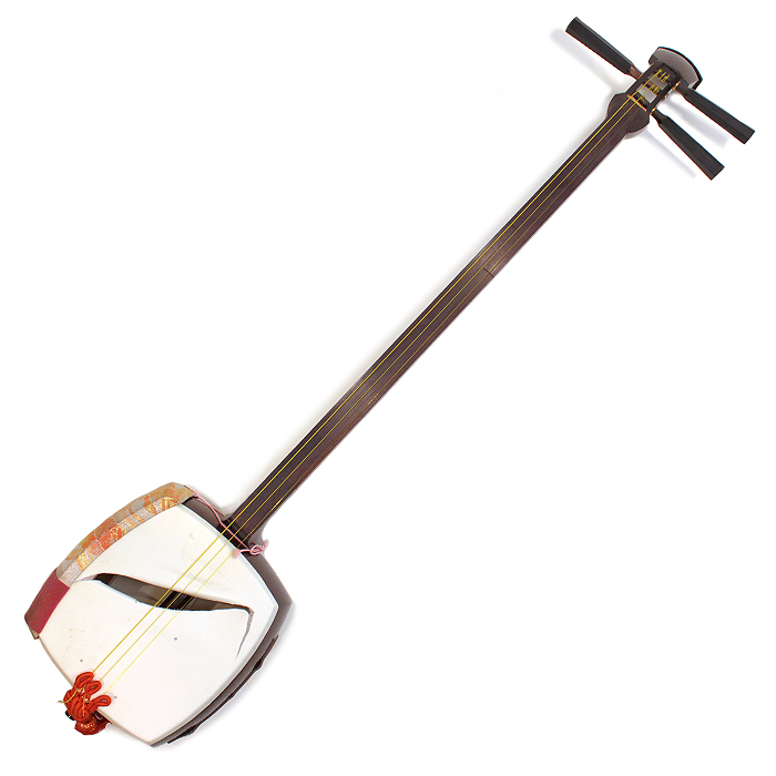 長唄三味線、細い棹、花梨、適切なサイズ、丸胴、皮に破れなし、本革
