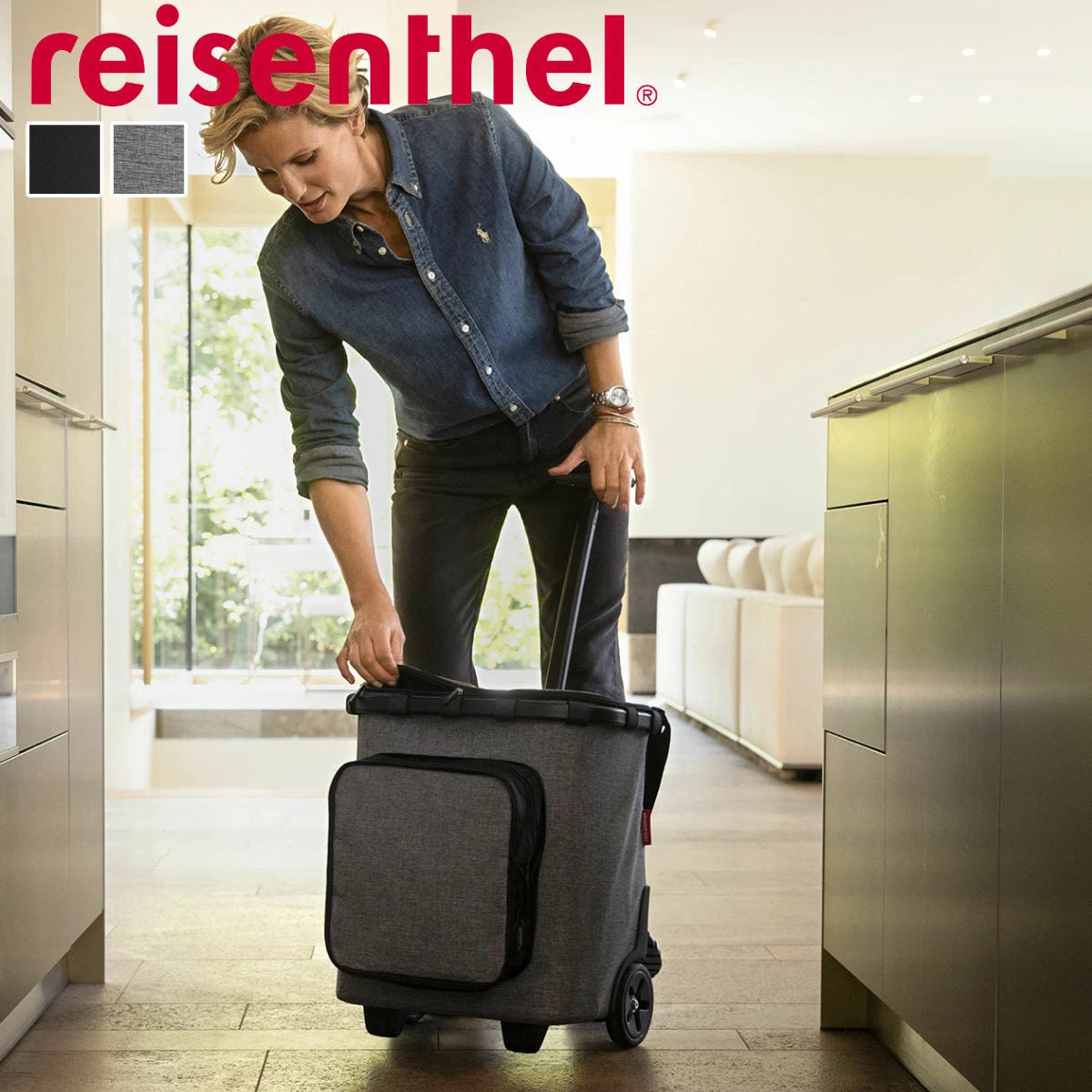 reisenthel 花柄キャリーカート ブラック・ホワイト➕エコバッグセット