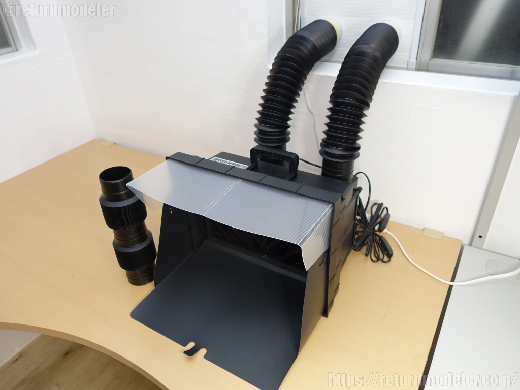 排気ホースの屋外接続と本体設置【タミヤペインティングブースⅡ