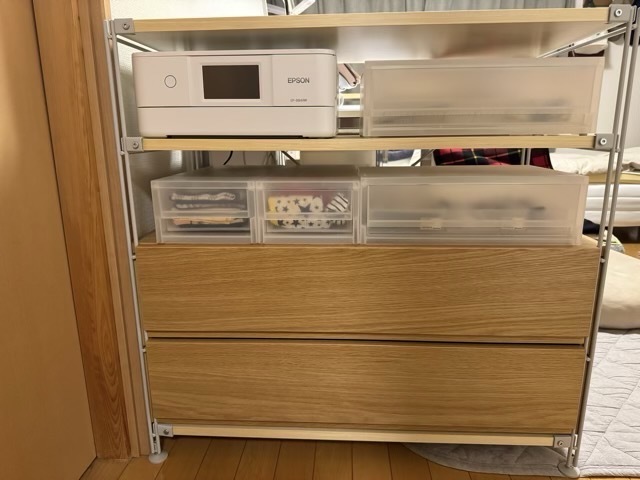 スチールユニットシェルフ用・ボックス・引出し・2段・オーク材 商品