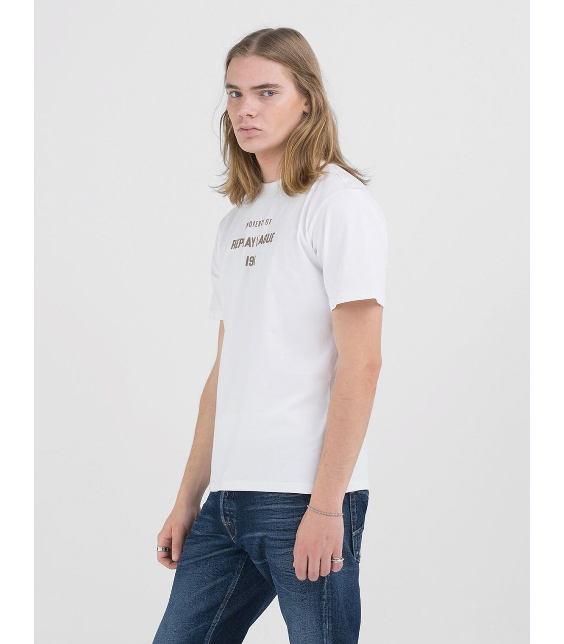 ヘビーピュアコットンジャージーレタリングTシャツ｜REPLAY リプレイ