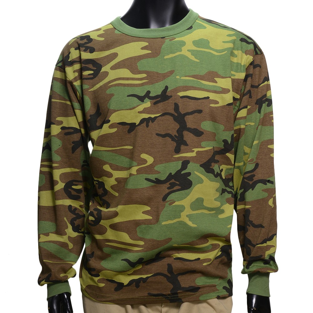 Rothco Tシャツ 長袖 ウッドランドカモ 6778 | ミリタリーショップ