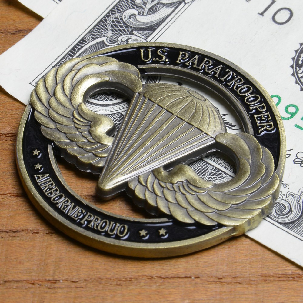 チャレンジコイン 米陸軍 パラシュート章 空挺部隊 記念メダル