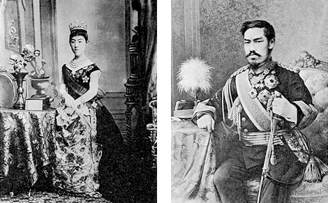 明治天皇昭憲皇后立像写真掛軸220cm