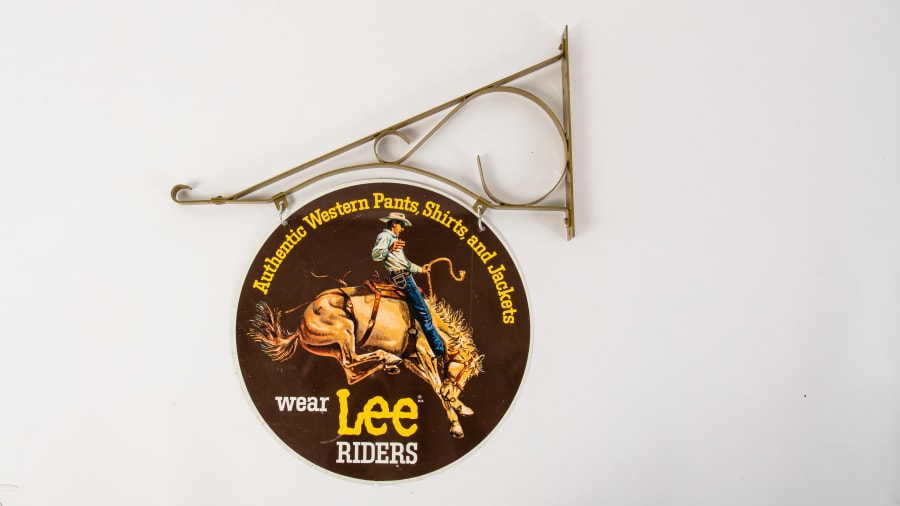 Lee Riders Double-Sided Tin Sign With Hanging Bracket For Sale At