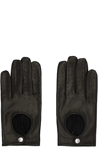 ERNEST W. BAKER: ブラック Driving レザー グローブ | SSENSE 日本