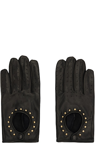 Black Leather Driving Gloves by Ernest W. Baker on Sale