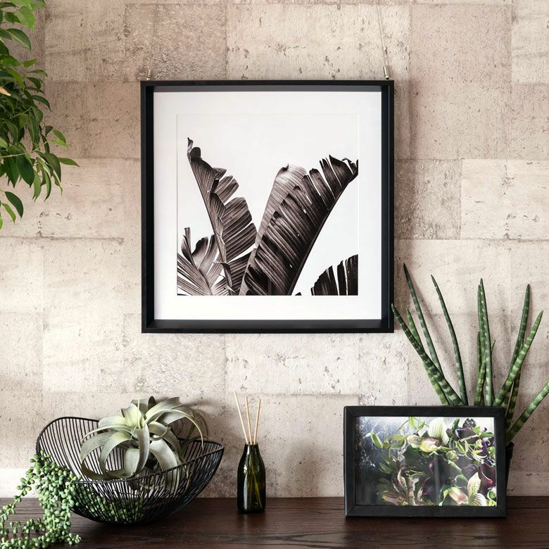 アートパネル 壁掛け インテリア リーフ モノクロ 50×50cm アート
