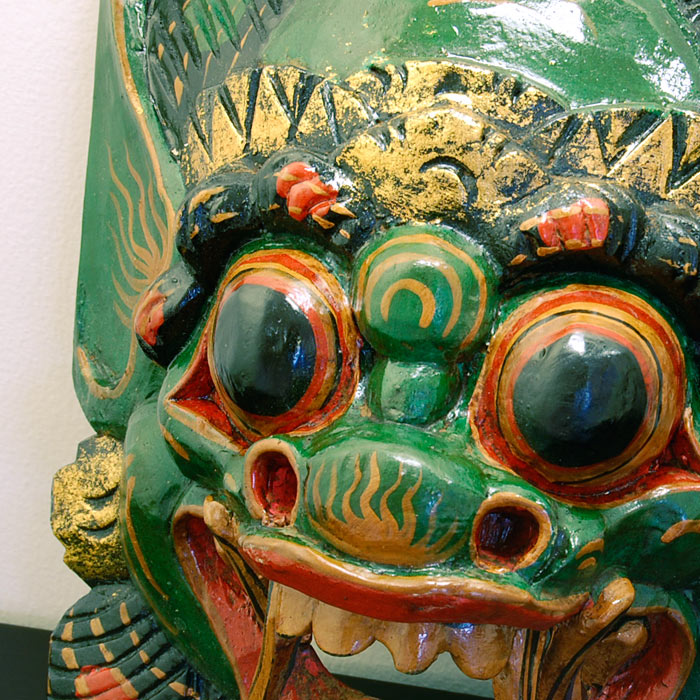 コレクター整理品 飾り面 木彫り彩色 インドネシア バリ島 彩色木彫 お