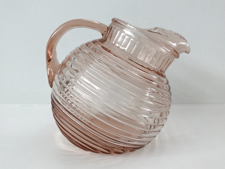 レア アンカーホッキング ボウルジャグ ピンククリア ピッチャー USA