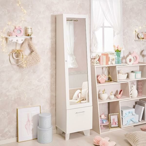直送】たっぷり収納コスメワゴン/リボン＆クリスタル取っ手｜かわいい