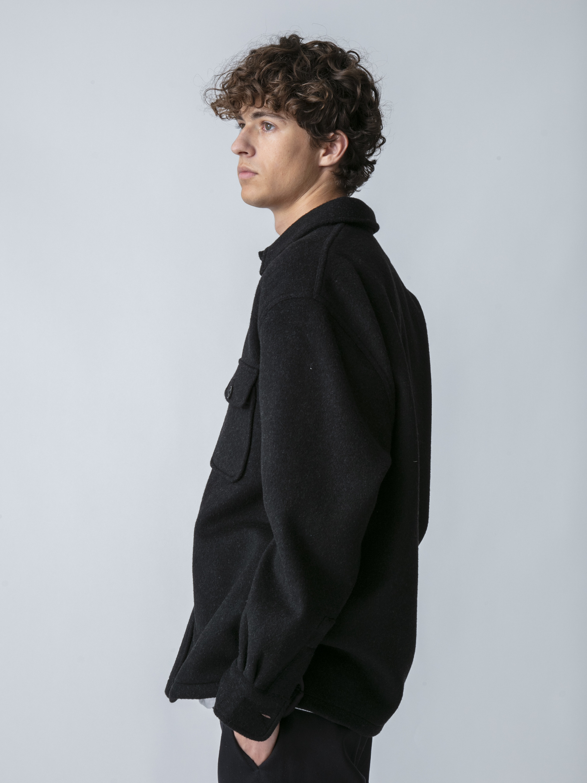 RHC ロンハーマン オンブレチェックCPOジャケット ブラック RHCロン