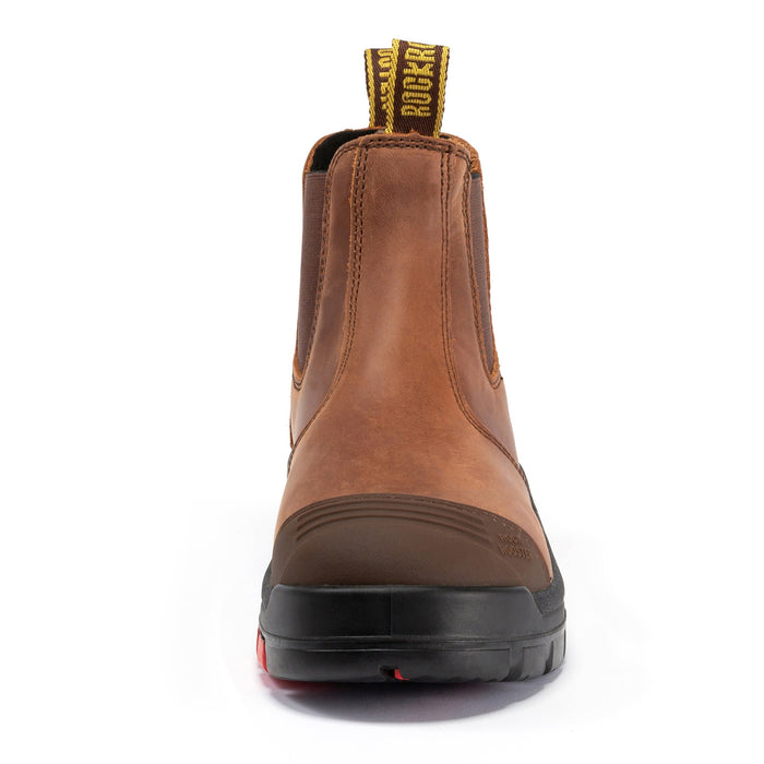 ROCKROOSTER Gammon Brown 6 inch Pull-on Steel Toe Leather Work