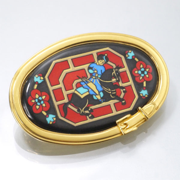 HERMES エマイユブローチ 